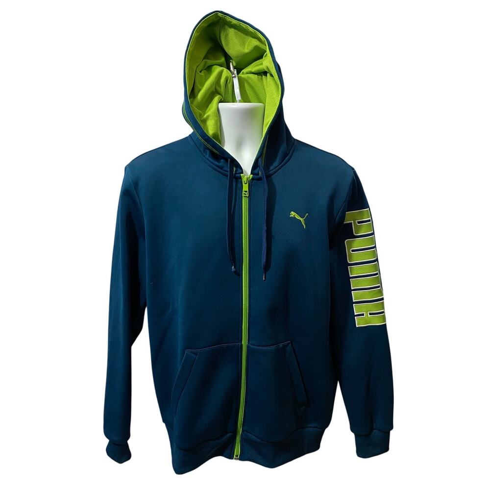 PUMA Neon Hoodie — Blue & Green Unisex Adult Medium Sweatshirt